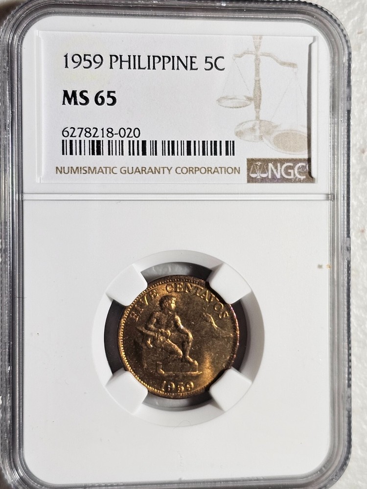 Philippines 5 Centavos 1959 NGC MS 65