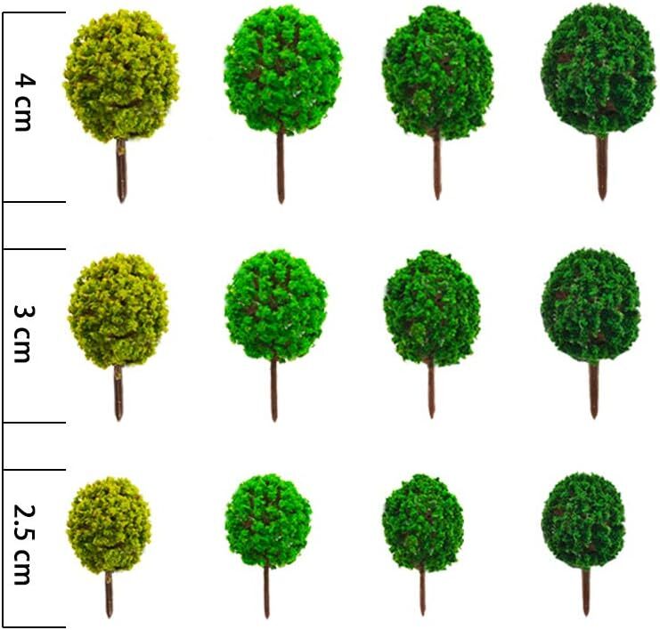 24Pcs Mini Model Trees Mixed Bush Trees Vegetation Groups Shrubs for Model Train