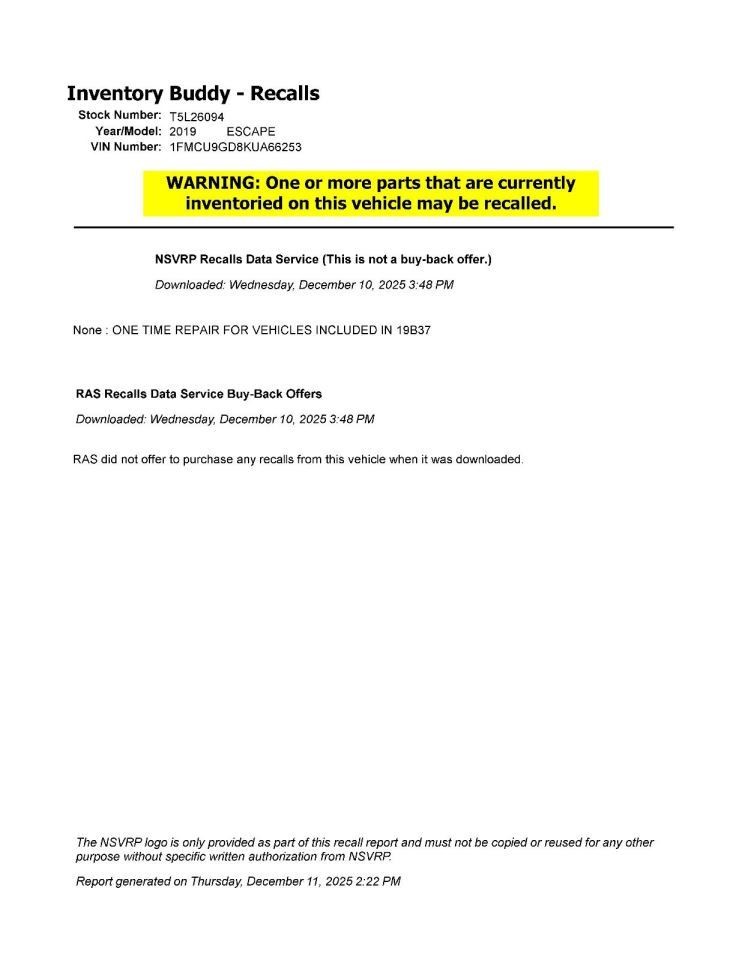 ESCAPE 2019 Transmission Shift 985276