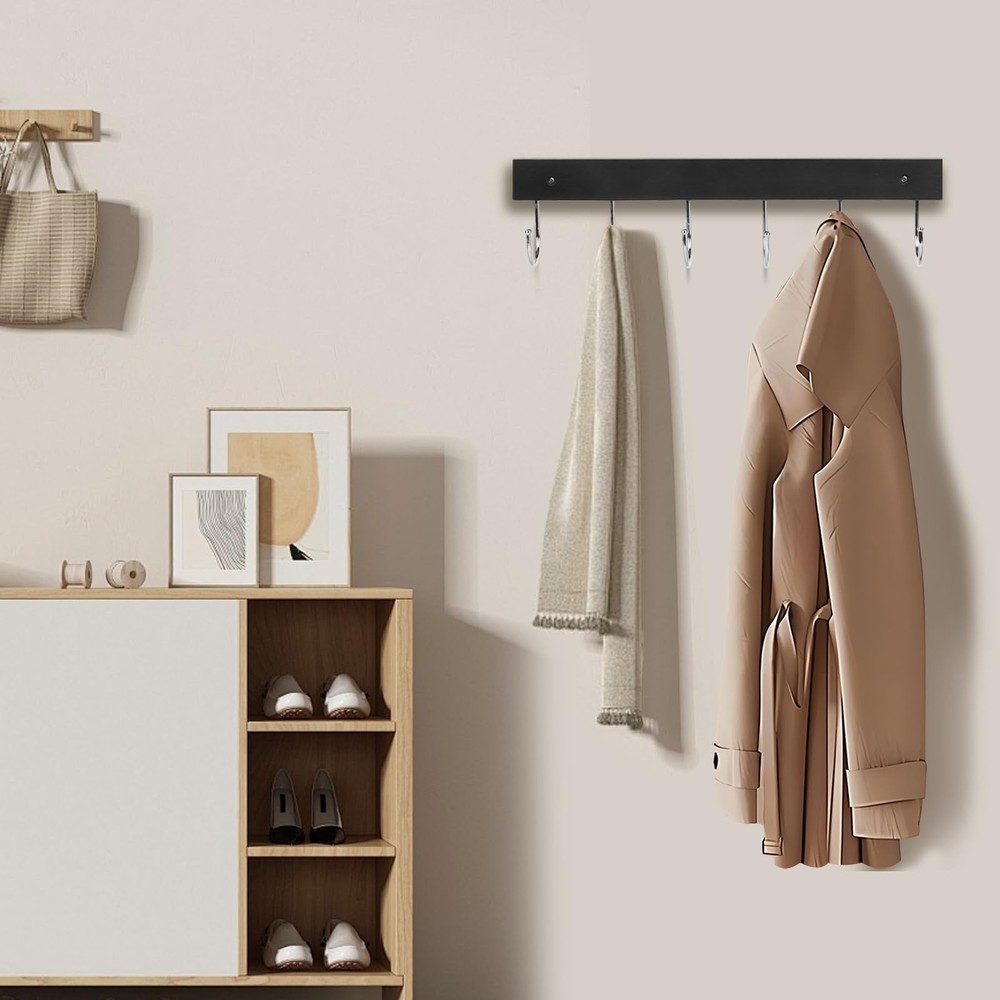 2 Pack Coat Rack Wall Mount with 12 Rotating 180° Coat Hooks, 14.6" Rustproof...