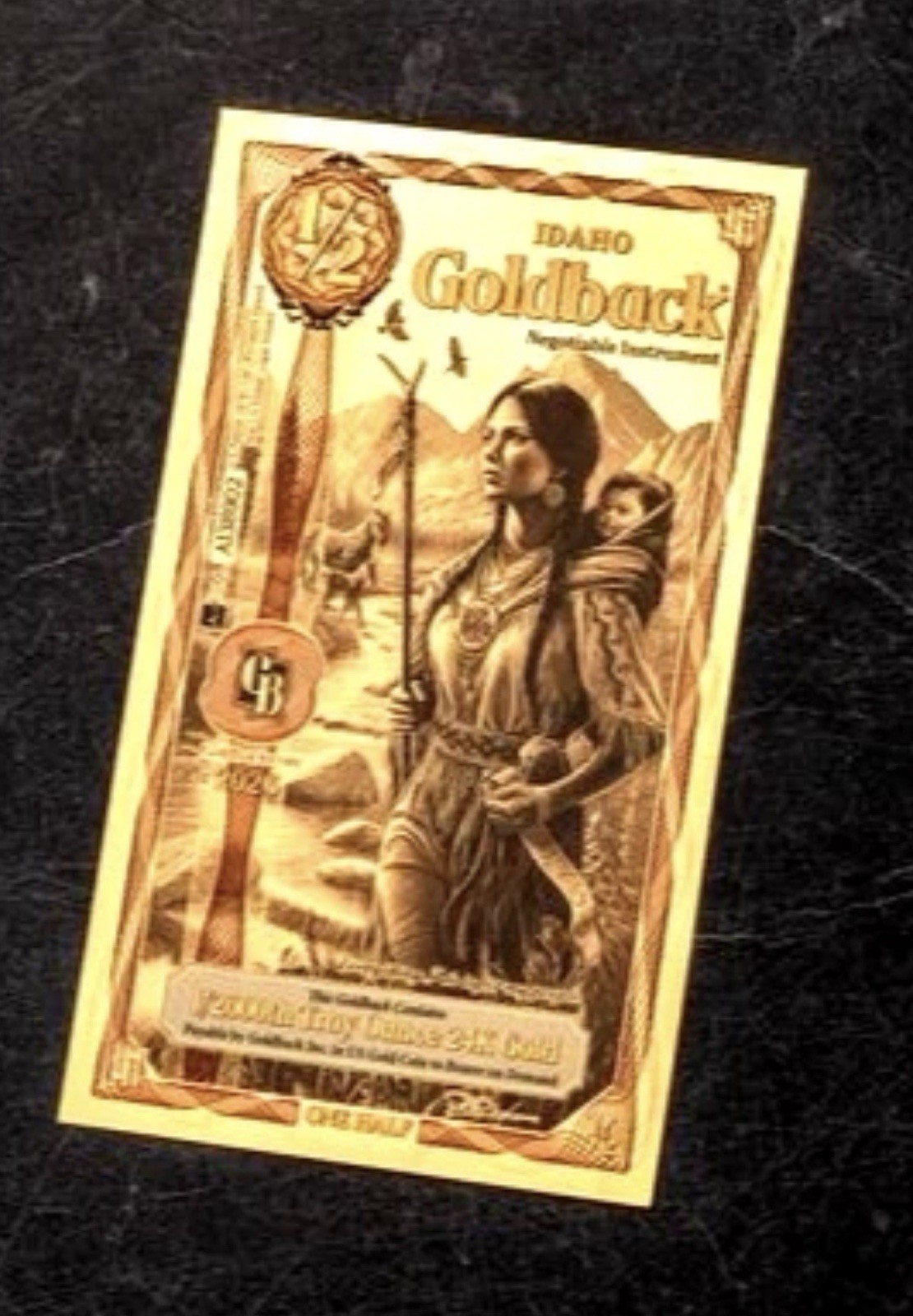 1/2 IDAHO ALPHA GOLDBACK AURUM 24K GOLD NOTE 1/2000 OZ .999 GOLD BU PRE SALE 🔥