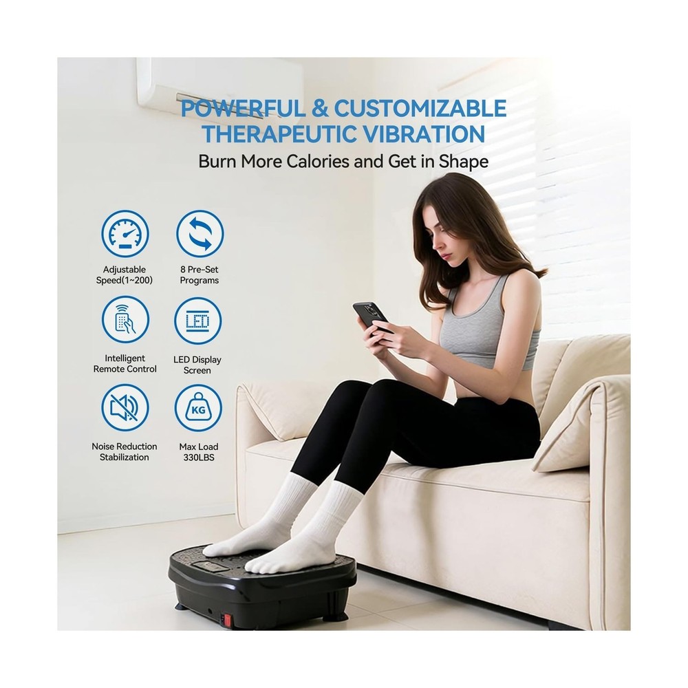 Vibration Plate Exercise Machine with 200 Adjustable speeds and 8 Scientific ...