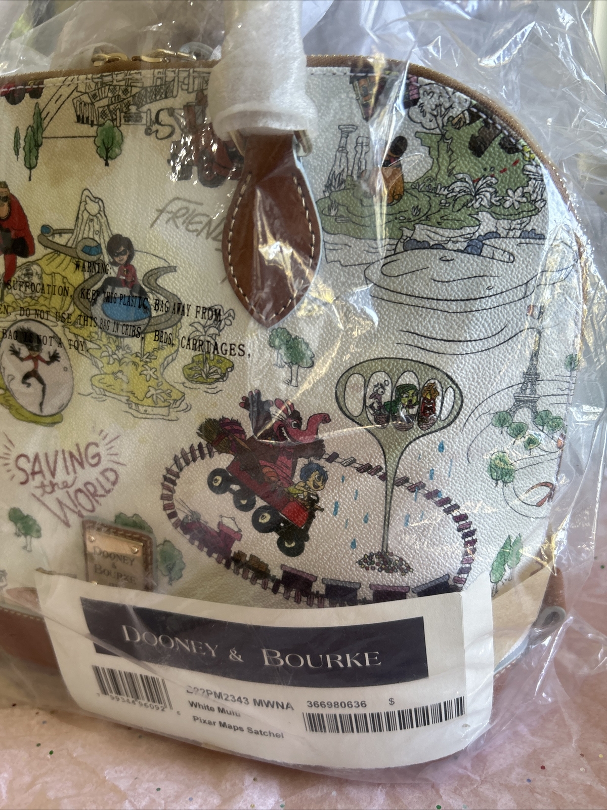 NEW DOONEY BOURKE DISNEYPARKS PIXAR MAP SATCHEL RATATOUILLE INSIDE OUT TOY STORY