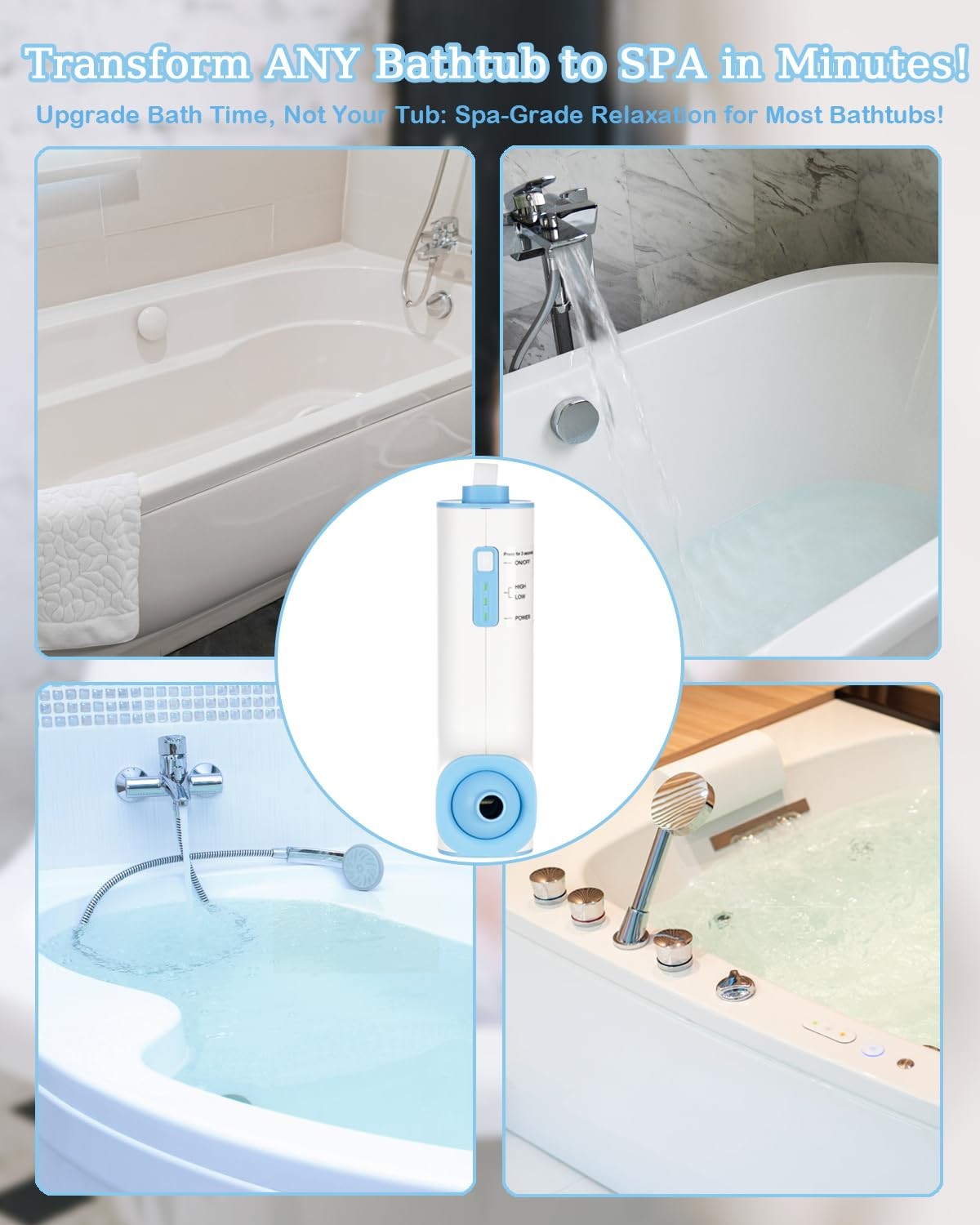 Rechargeable Bath Jets for Tub Portable Jet Spa for Bathtub Creates Soothing ...