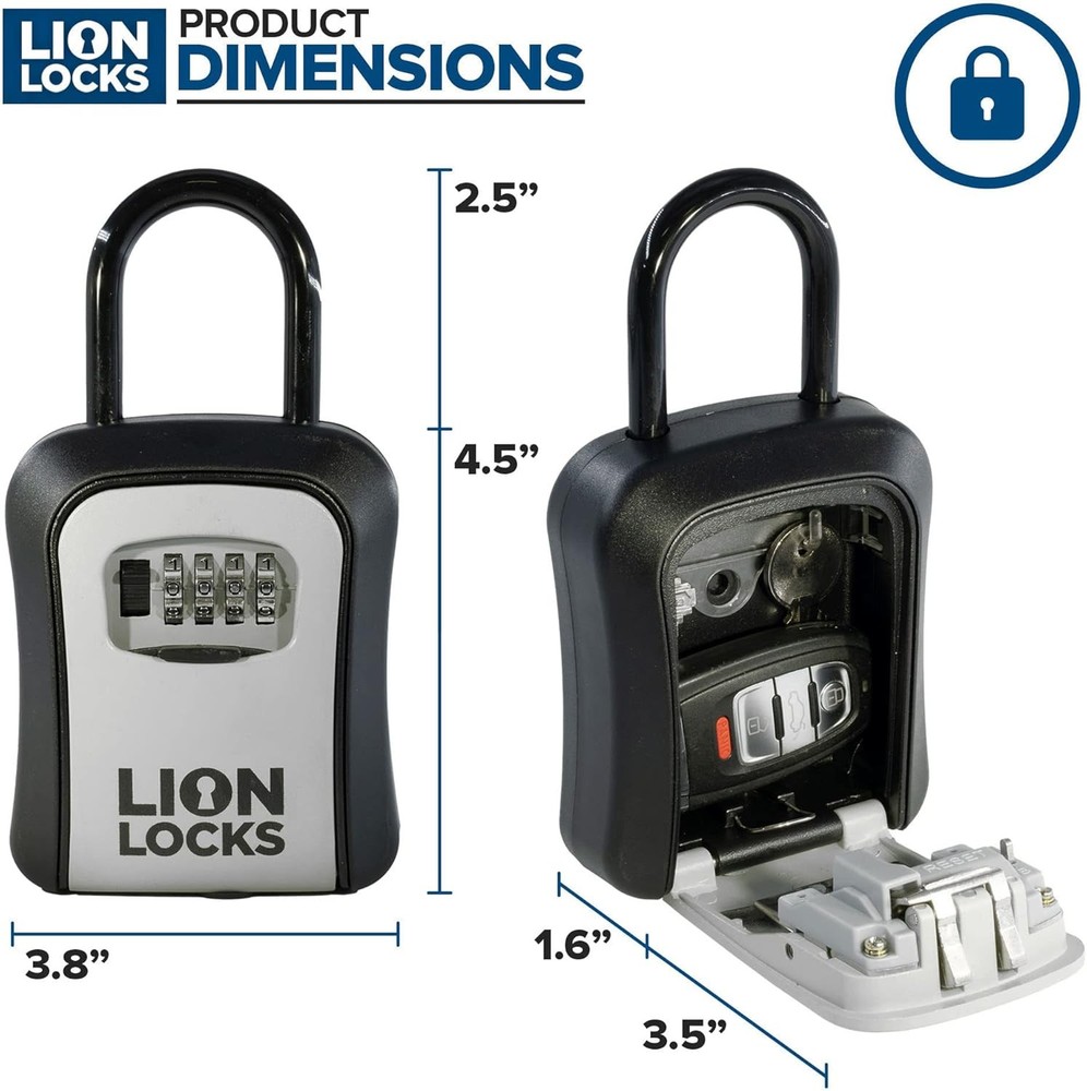 Key Lock Box for Keys with Code, 4 Digit Combination Lockbox for Keys Outdoor, P