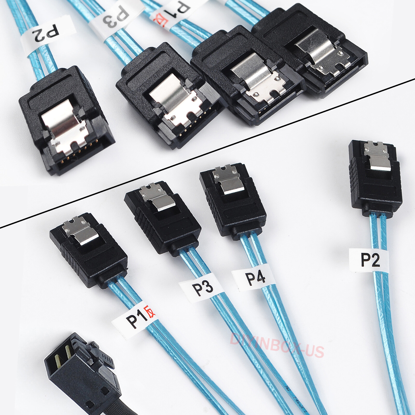 X2 Mini SAS SFF 8643 36pin to Mini 4X SATA 7Pin HD Reverse Breakout Cable 12Gb/s