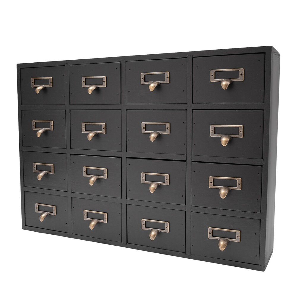 16-Drawer Storage Cabinet with Rustic Design for Organizing Essentials