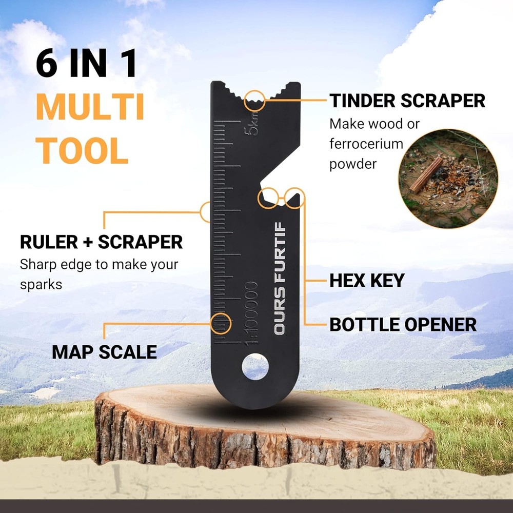 Eco-Friendly Fire Starter Kit with Multi-Tool Striker & Natural Tinder