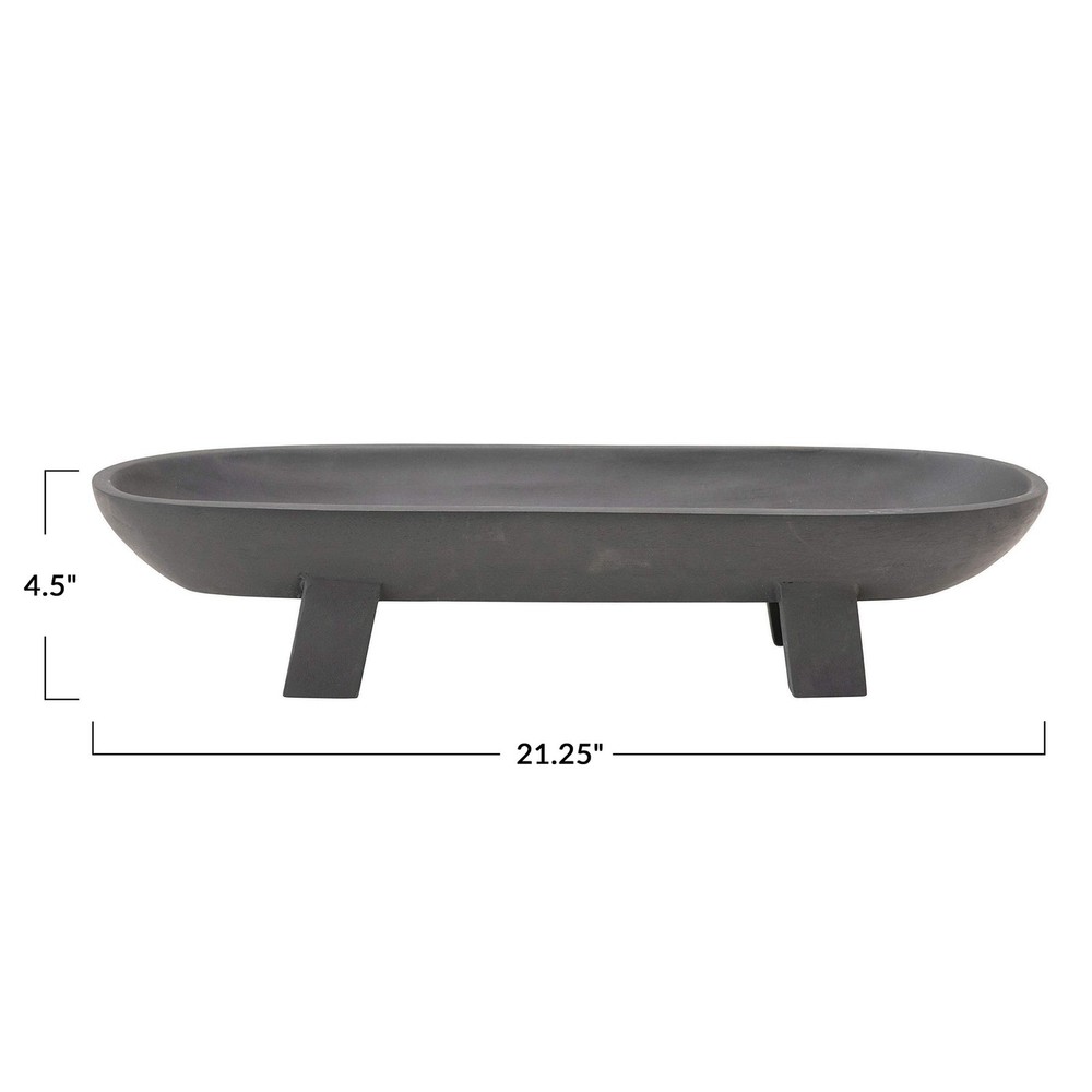 Mango Wood Footed, Black Tray (AH1719)