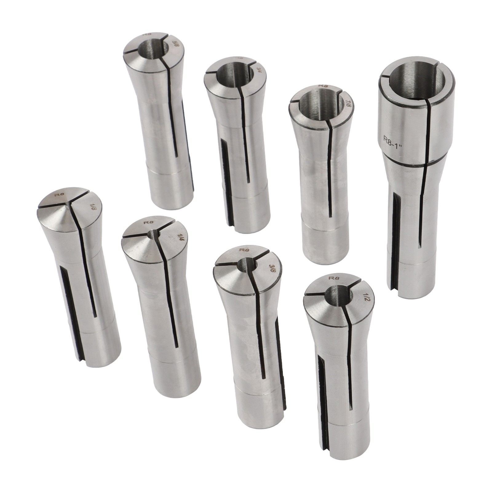 8PC R8 Collet Set 1/8" 1/4" 3/8" 1/2" 5/8" 3/4" 7/8" High Precision