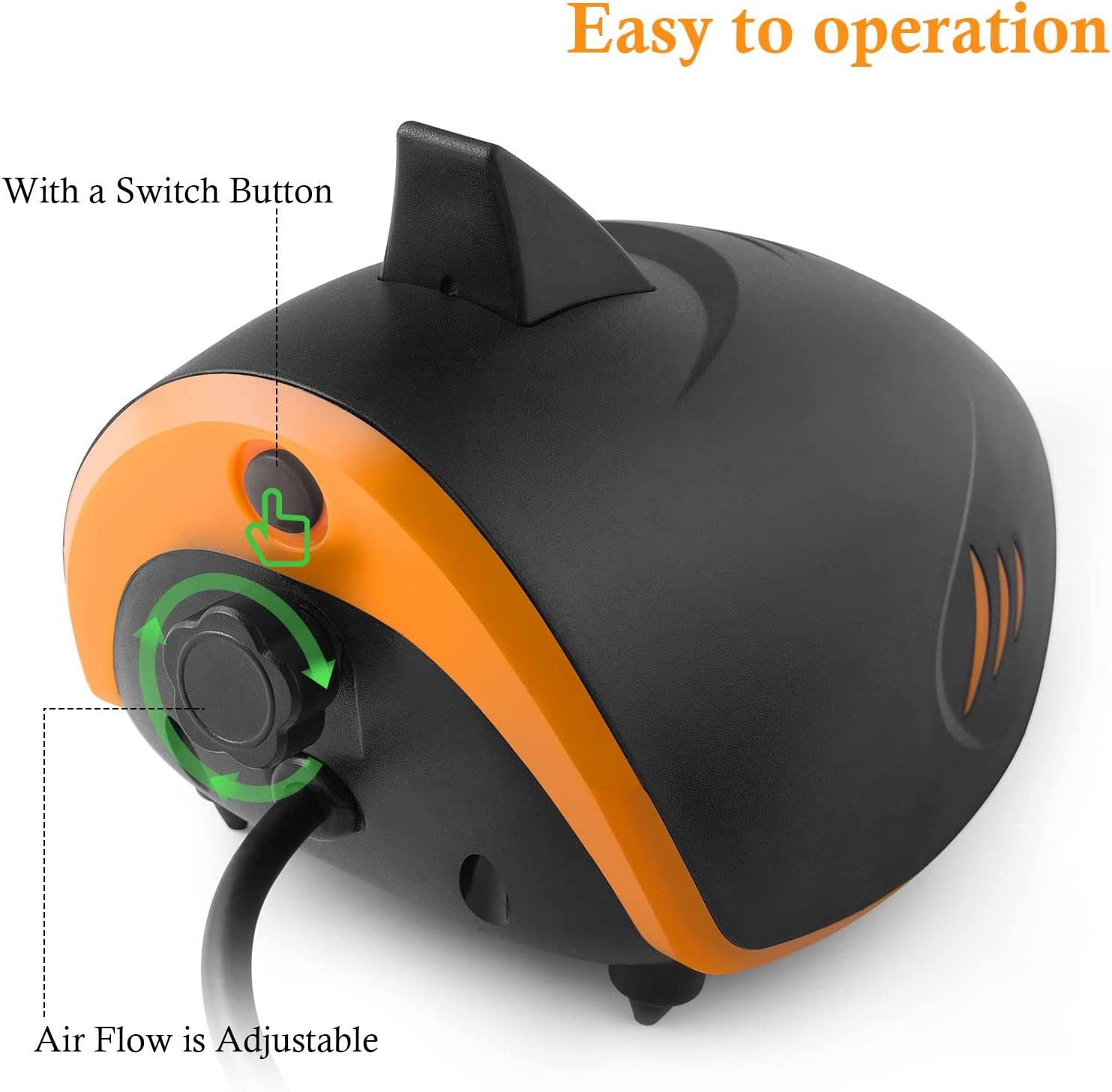 110GPH Powerful Aquarium Air Pump: Quiet 2-Outlets Aquarium Aerator, Adjustable