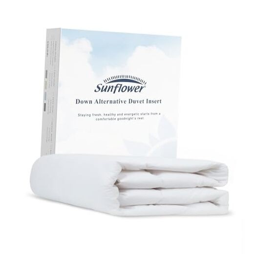 Down Alternative Size Lightweight 100% Cotton Shell Bedding King White / Thin