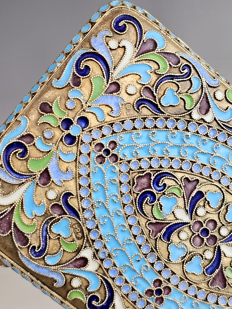 19C Russian Gilt Silver Enamel Cigarette Case