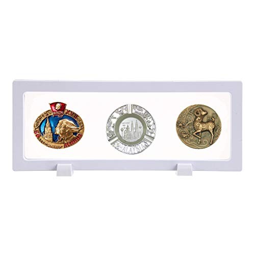 Skelang 3D Floating Display Case, White Rectangular Coin Holder Display Stand,