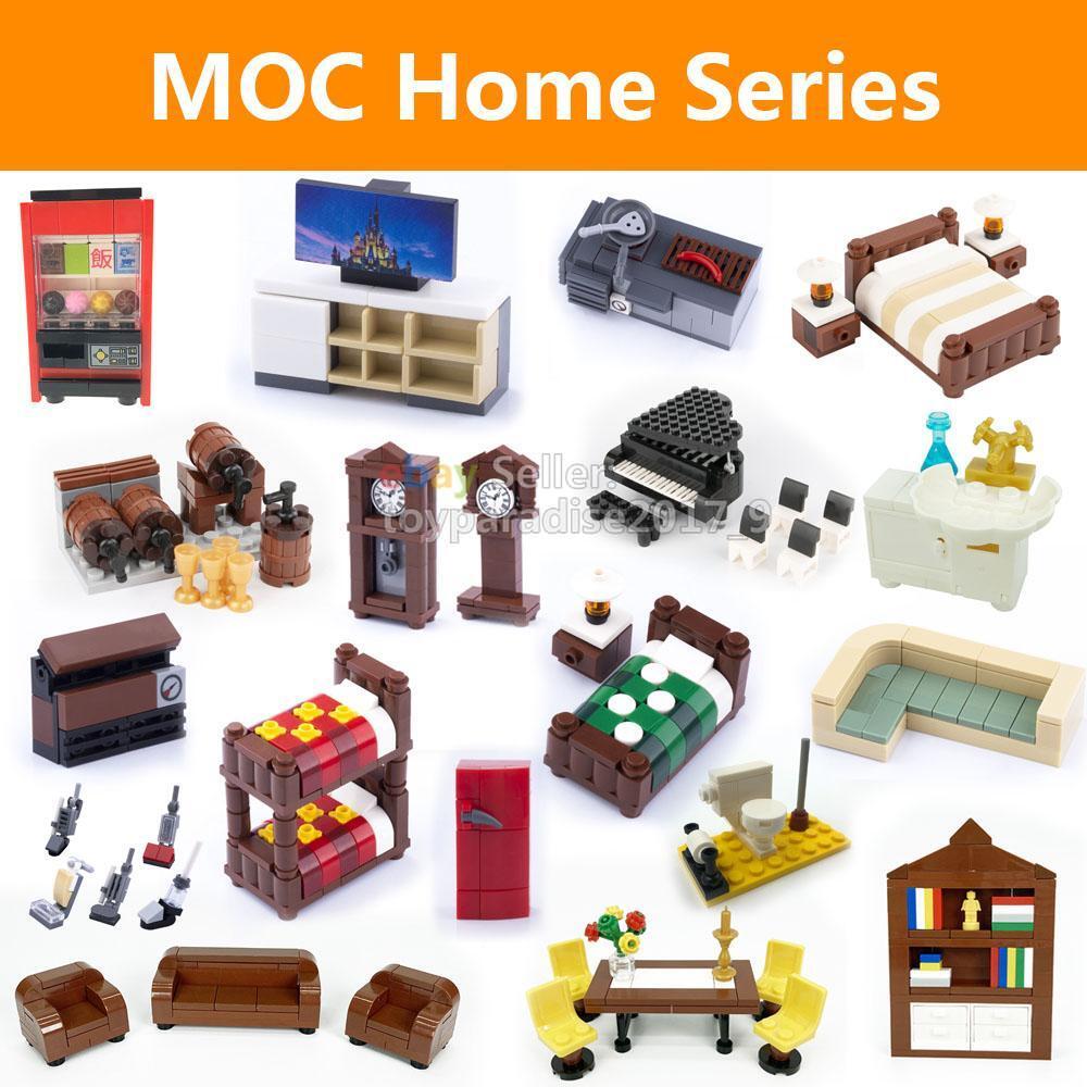 MOC City Street Room House Furniture Scene Building Blocks Bricks View Bulk DIY