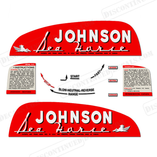 Fits Johnson 1950 10hp Decals (QD-10) US Version