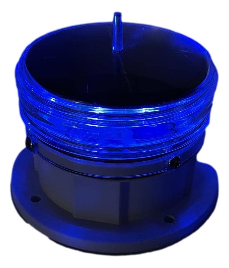 Solar Dock Warning Light 360 Degree - Super Bright Waterproof LED White, Blue