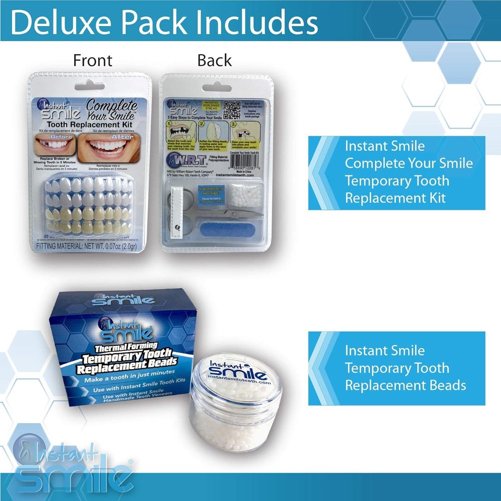 Complete Your Smile Tooth Replacement Kit DELUXE PACK - Includes Patented...