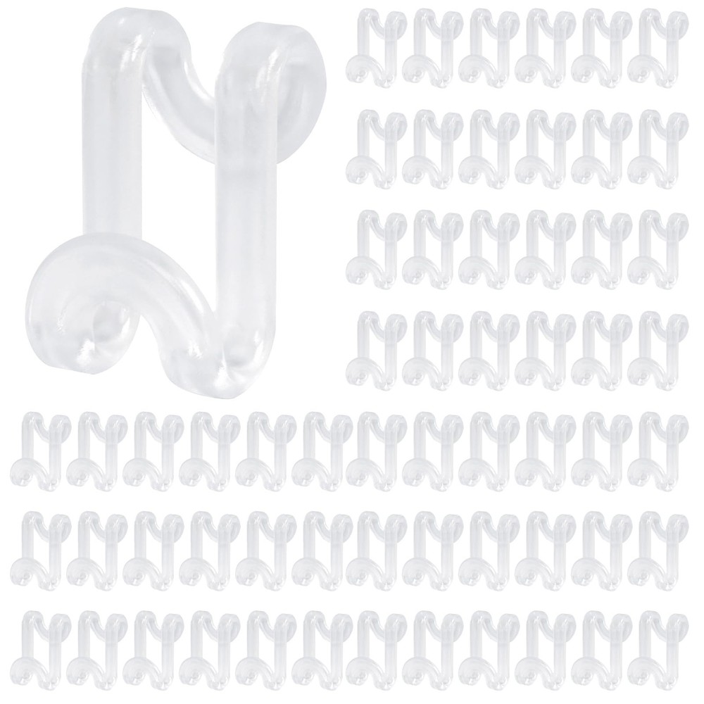 60PCS Clear Clothes Hanger Connector Hooks, Heavy Duty Space Saving Hooks Han...