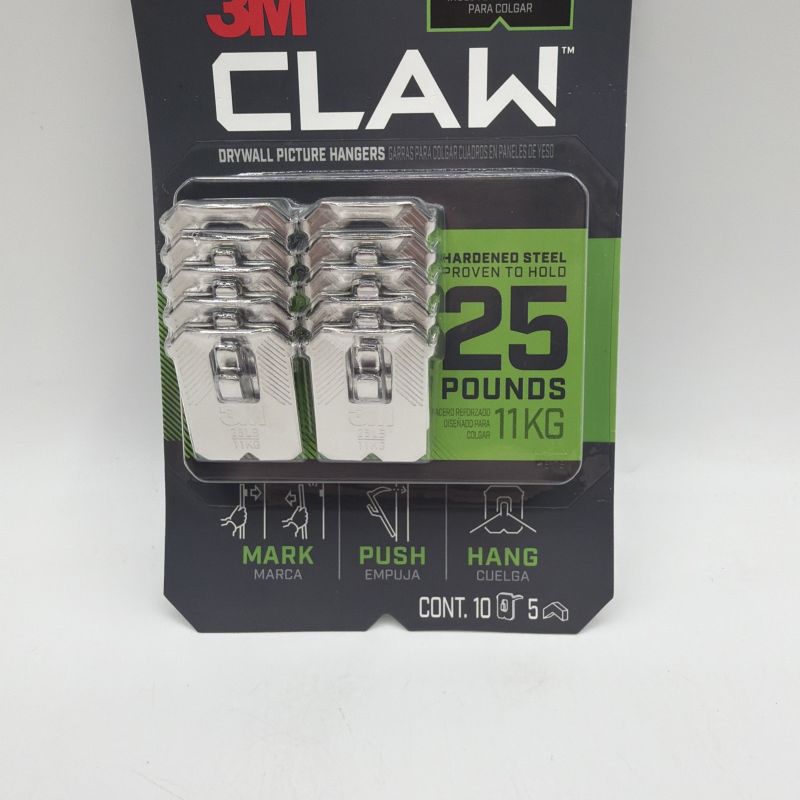 3M Claw 25 lb Drywall Picture Hanger with Spot Markers 10 Count 1 Pack