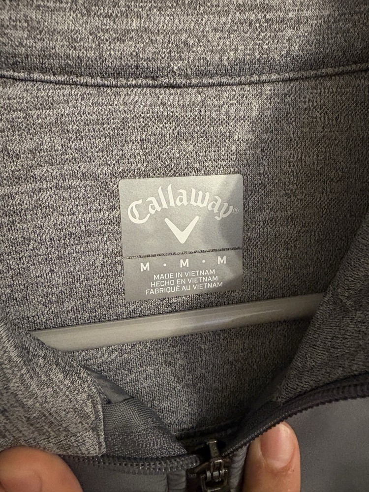 Callaway Quilted Golf Jacket Gray M Full Zip 100% Polyester Men's
