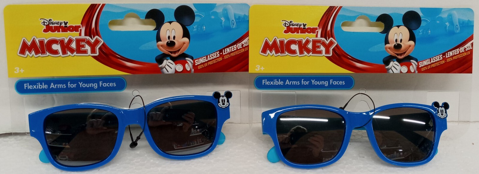 Lot of 2 Disney Junior Blue Sunglasses Mickey Mouse Flex Arms 100% UV Protection