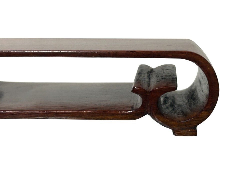 7" Oriental Brown Rectangular Scroll Legs Wood Stand Riser Easel st1088