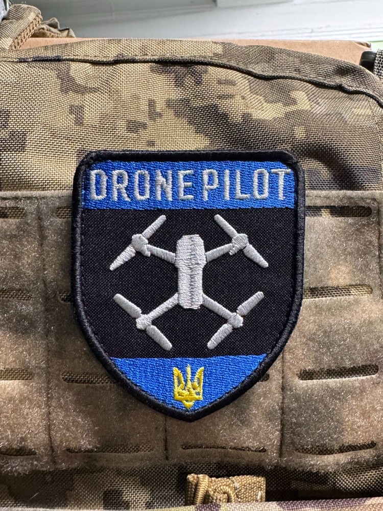 Drone Pilot Ukraine Morale Patch Tactical UAV Operator Badge Hook Backing 8x9 cm