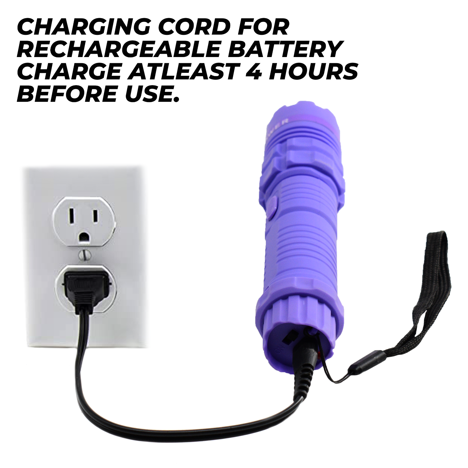 High Voltage Stun Gun for Self Defense with LED Flashlight, Purple