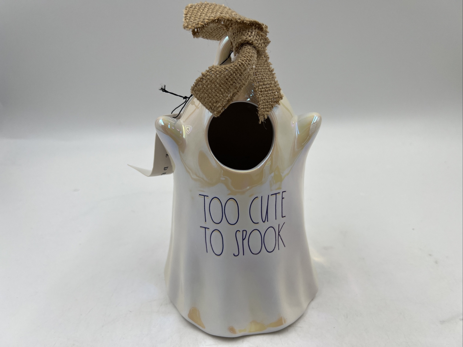 Rae Dunn Ceramic 9in Iridescent Ghost Too Cute to Spook Birdhouse AA01B15030
