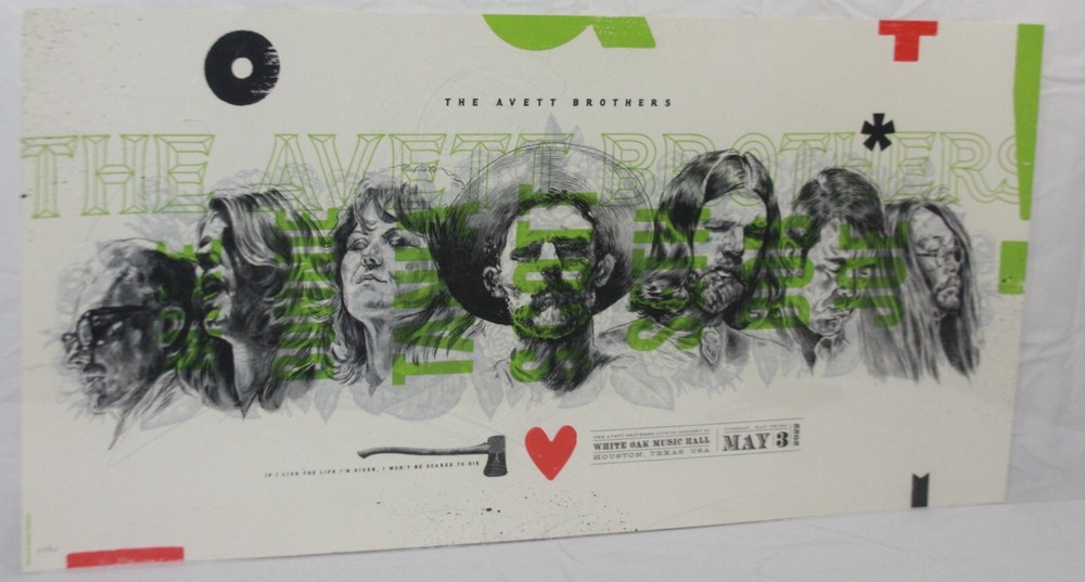 The Avett Brothers Houston TX 2022 Screen Print Concert Poster #29/300 -kn