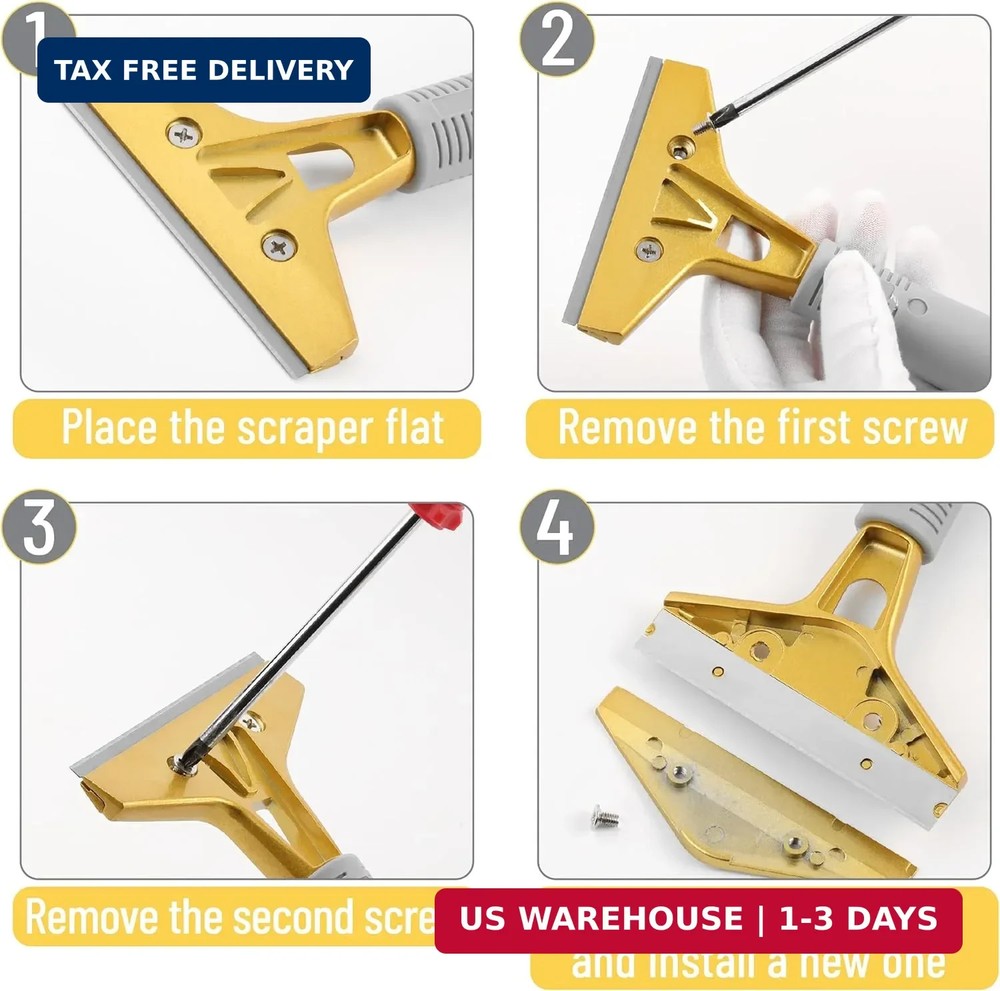 Bates- Razor Blade Scraper Set, 2 Pack, 1.5" & 4" Razor Scraper Tool with 20 Ext