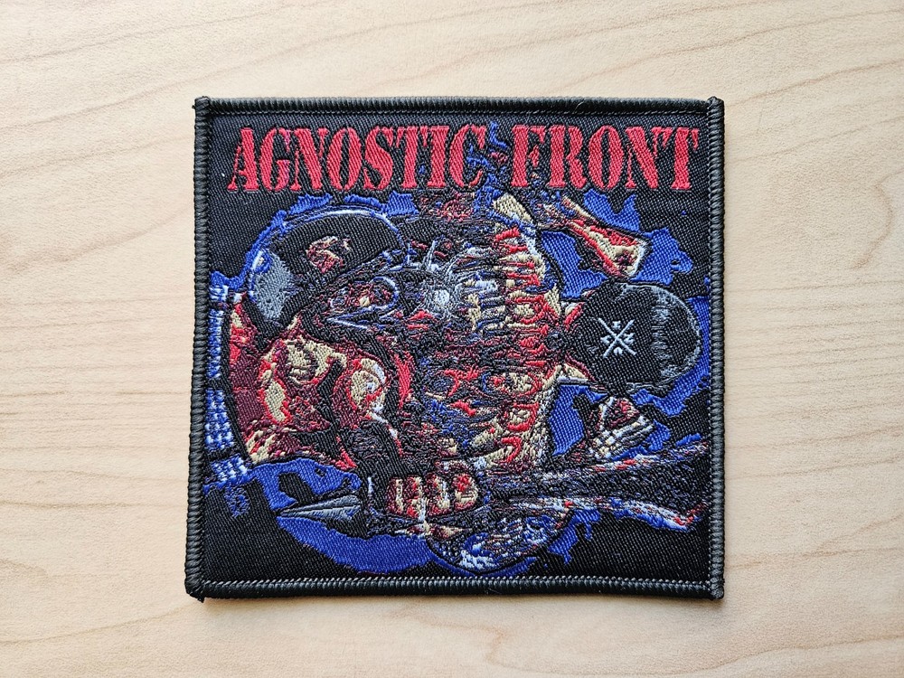 AGNOSTIC FRONT, SEW ON BLACK BORDER WOVEN PATCH