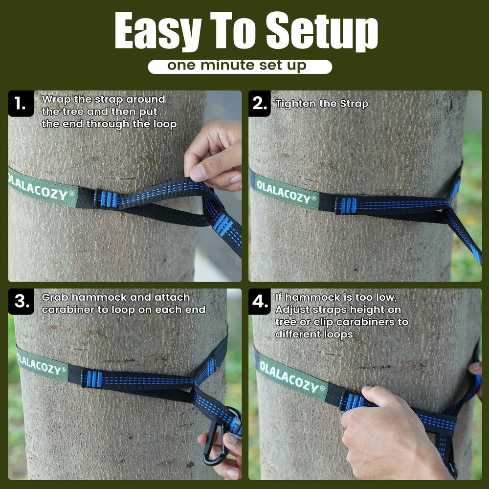 OLALACOZY Camping Hammock,Camping Essentials,Lightweight Medium, Black & Grey