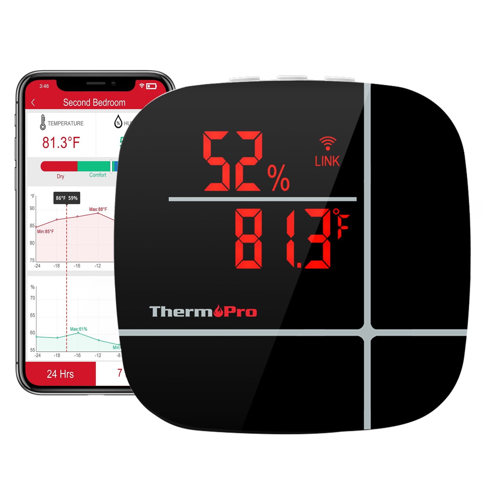 ThermoPro TP-90 Smart WiFi Thermometer Hygrometer with App & Alexa Voice Control