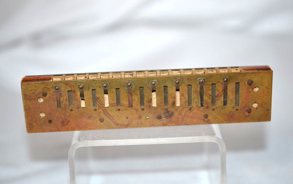 Antique Brass & Wood Harmonica - OLD