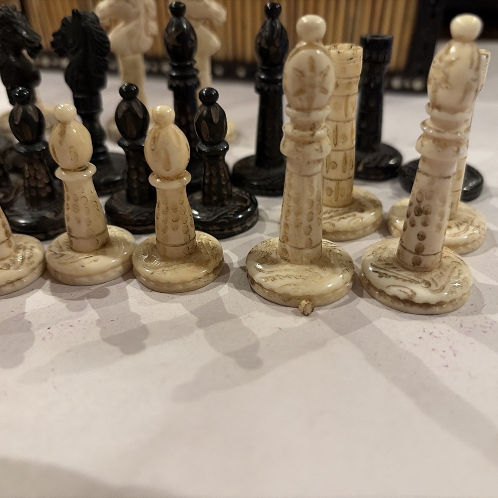 Antique Hand Carved Chess Set