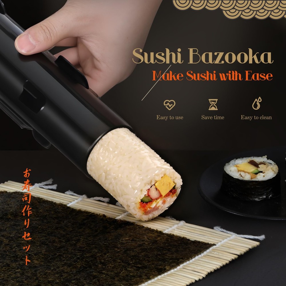 Sushi Making Kit set 27-in-1 Premium Bamboo Maker with Tools Beige