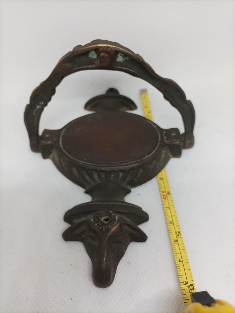 Antique Solid Brass Door Knocker Rams Head With Floral