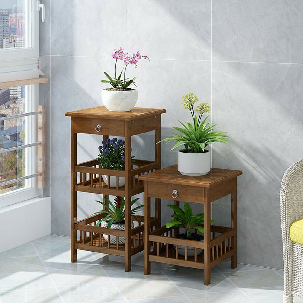 Bamboo Plant Stand Rack Shelf Bathroom Sofa Bed Corner Side End Table Nightstand