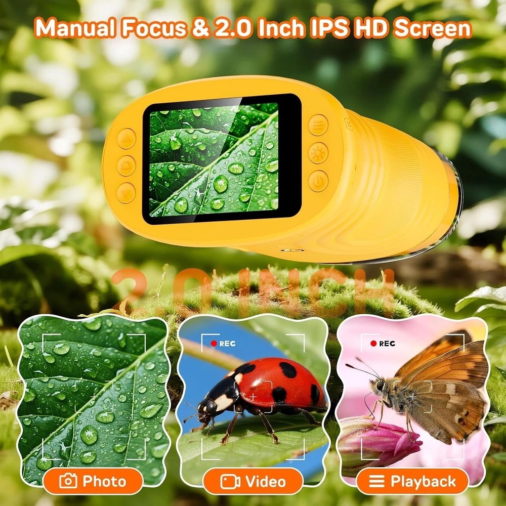1000X Digital Handheld Microscope for Kids with 2.0" IPS Screen, Easter Gifts...