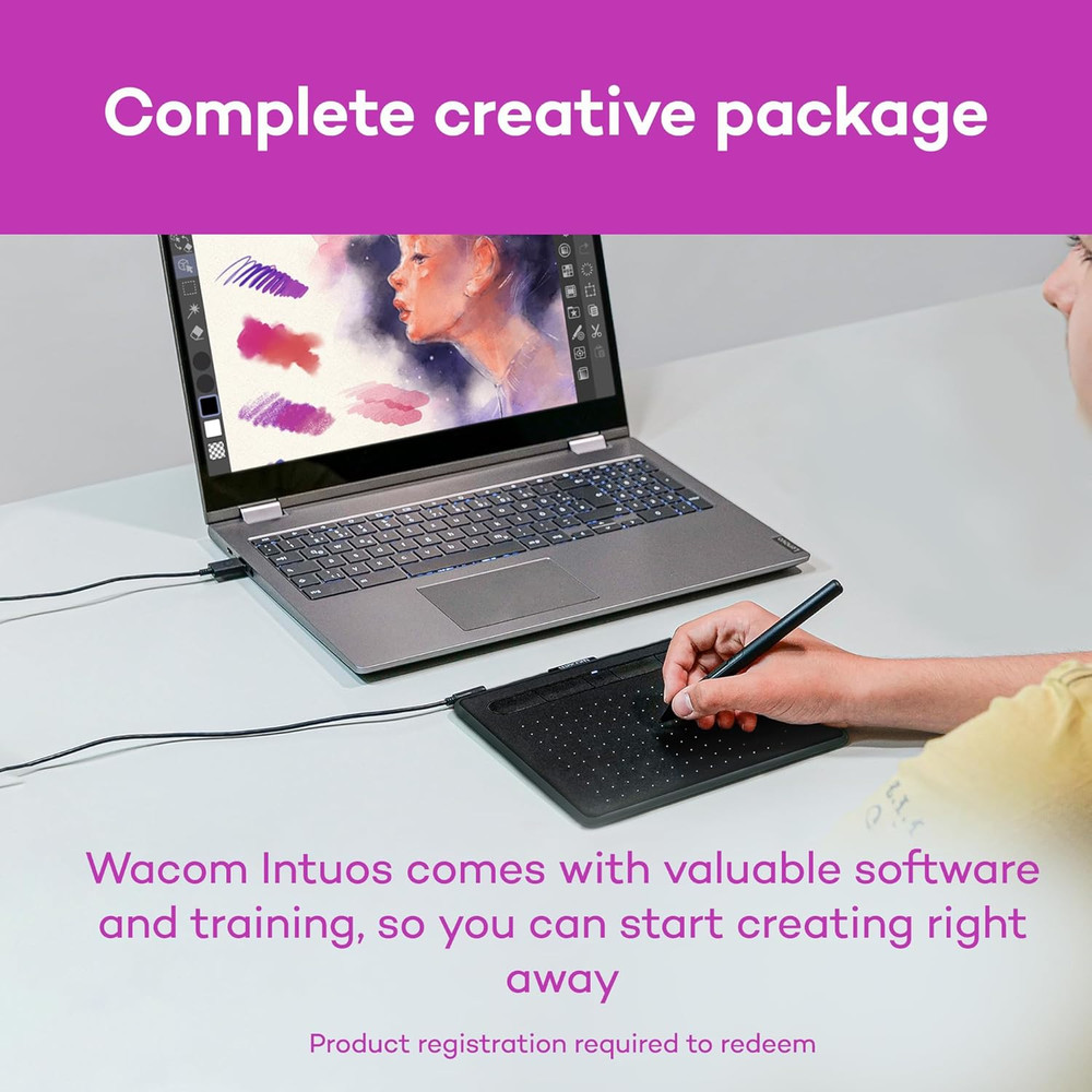 Intuos Small Graphics Drawing Tablet, Includes Training & Software; 4 Customizab