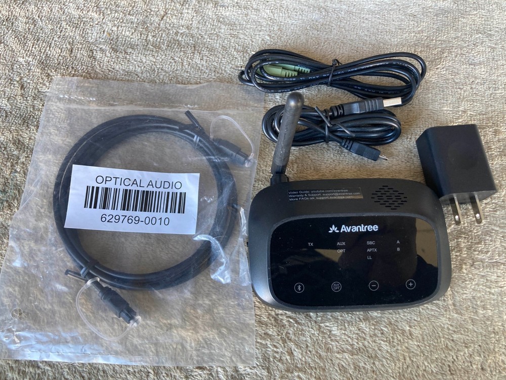 Avantree BTHT-5009 Wireless Bluetooth Transmitter Unit Plus Accessories.