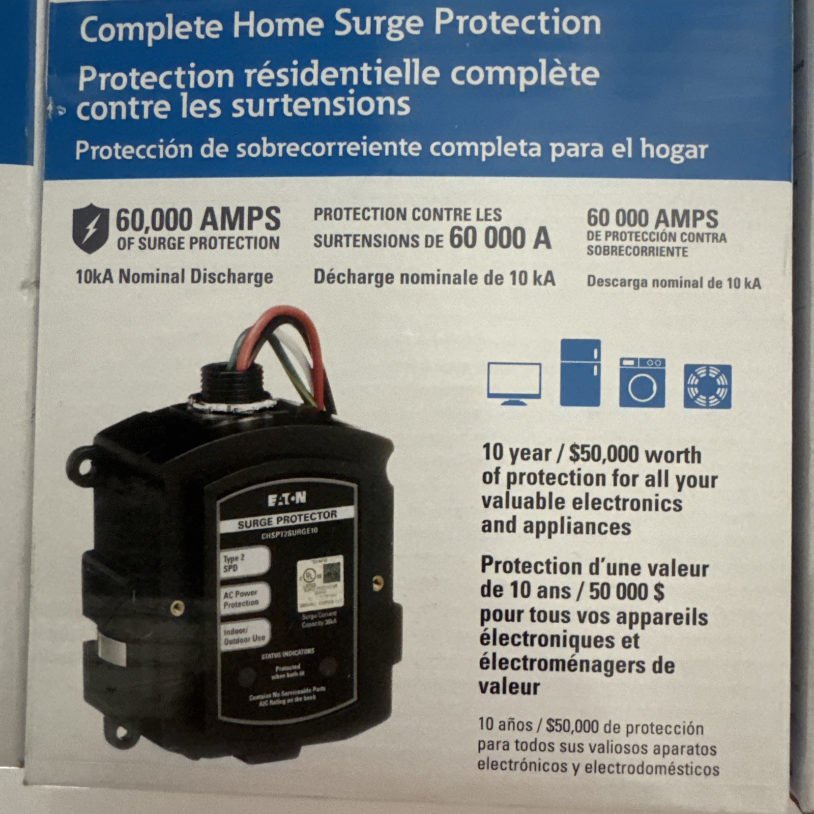 Eaton CHSPT2SURGE10 Complete Home Surge Protection - 60,000 AMPS