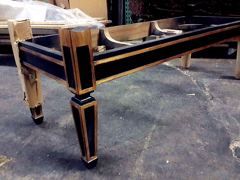 BLACK LACQUER RAW FRAME BENCH WITH GOLD LEAVE ACCENT NEW