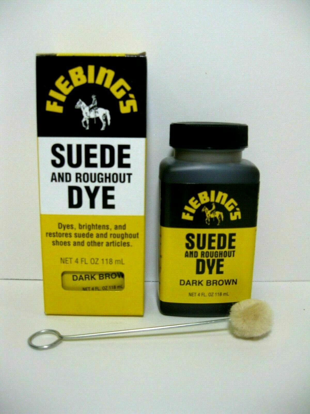 FIEBINGS DARK BROWN Suede Dye 4 oz. with Applicator for Shoes Boots Bags NEW