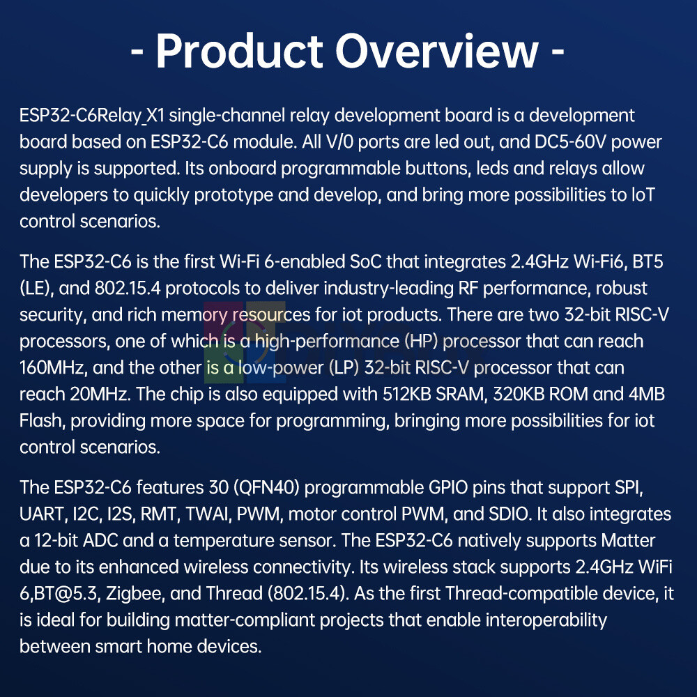 Type-C ESP32-C6 WIFI Bluetooth Development Board Single Channel Relay Module DIY