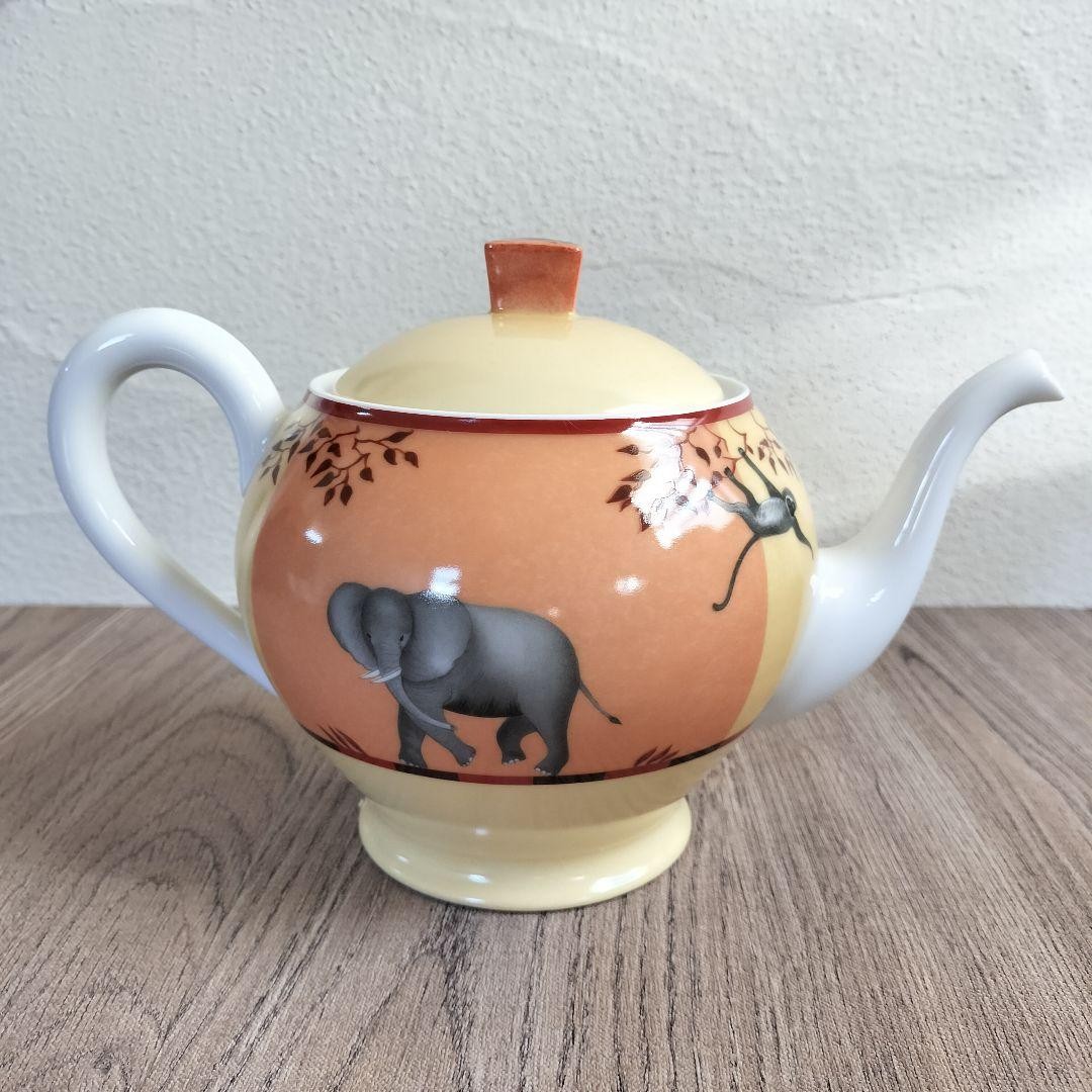 Hermes Paris Tea Pot Africa Orange Porcelain Tableware near mint gift