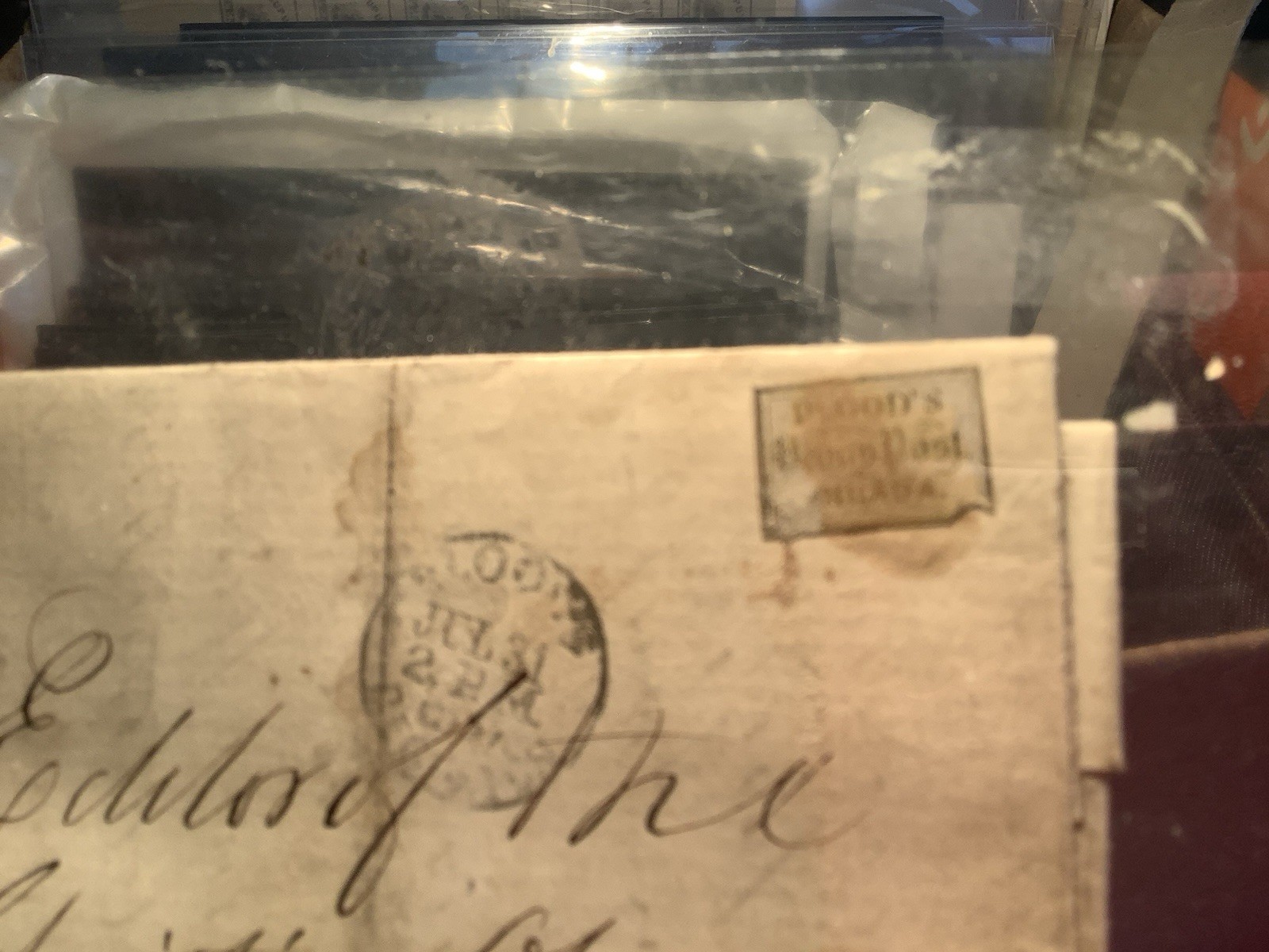 Mid 1800s = Genuine US LOCAL POST Stamp On Cover BLOOD’S 15L14