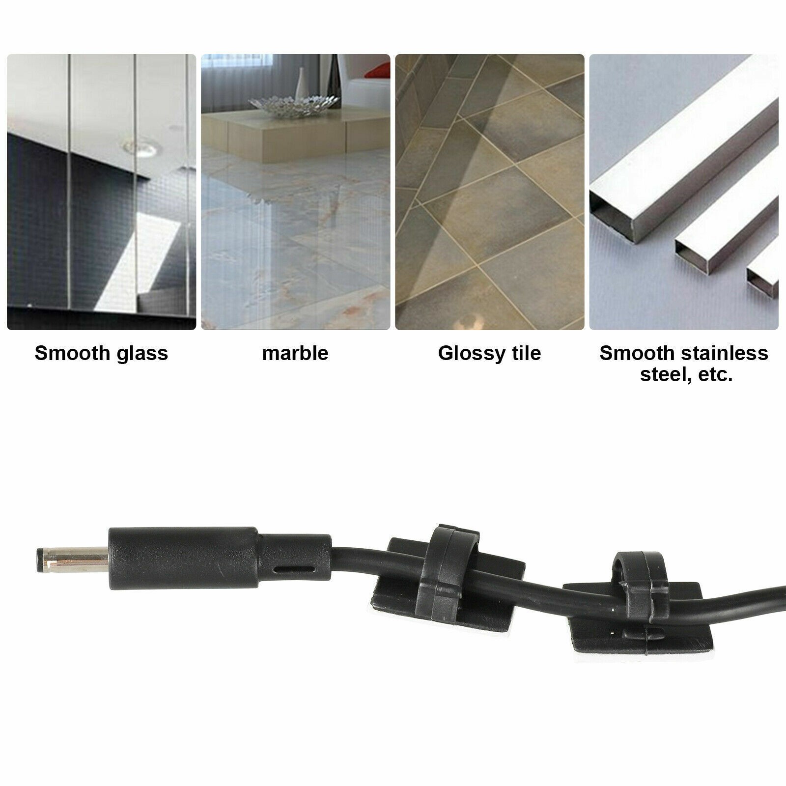 100Pcs Cable Clips Self-Adhesive Cord Management Wire Holder Organizer Clamp NEW